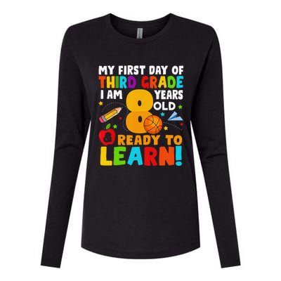 Im 8 Ready To Learn My Back To School Third 3rd Grade Womens Cotton Relaxed Long Sleeve T-Shirt