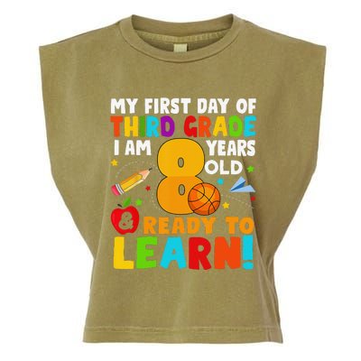 Im 8 Ready To Learn My Back To School Third 3rd Grade Garment-Dyed Women's Muscle Tee