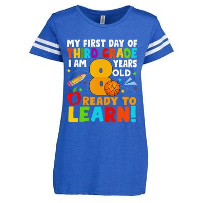 Im 8 Ready To Learn My Back To School Third 3rd Grade Enza Ladies Jersey Football T-Shirt