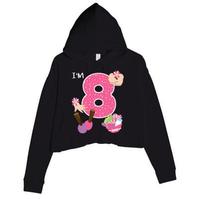 Im 8 Spa Party Birthday Girl Nail Polish Makeup Birthday Crop Fleece Hoodie