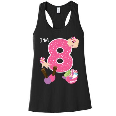 Im 8 Spa Party Birthday Girl Nail Polish Makeup Birthday Women's Racerback Tank