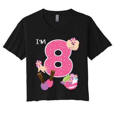 Im 8 Spa Party Birthday Girl Nail Polish Makeup Birthday Women's Crop Top Tee