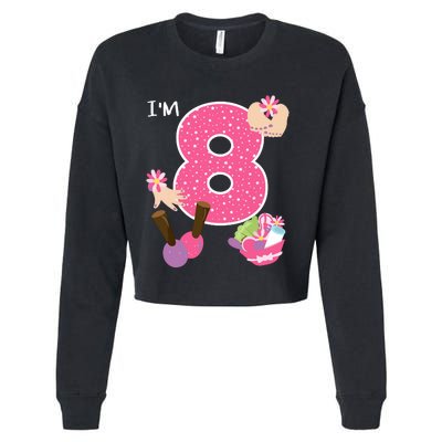 Im 8 Spa Party Birthday Girl Nail Polish Makeup Birthday Cropped Pullover Crew