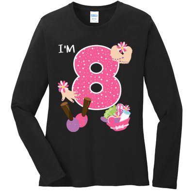 Im 8 Spa Party Birthday Girl Nail Polish Makeup Birthday Ladies Long Sleeve Shirt