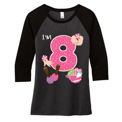 Im 8 Spa Party Birthday Girl Nail Polish Makeup Birthday Women's Tri-Blend 3/4-Sleeve Raglan Shirt