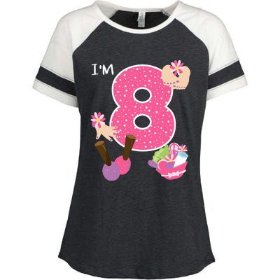 Im 8 Spa Party Birthday Girl Nail Polish Makeup Birthday Enza Ladies Jersey Colorblock Tee