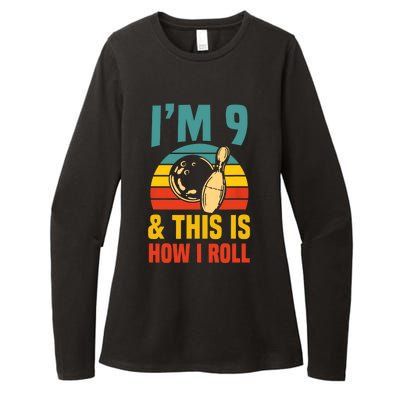 Im 9 And This Is How I Roll Bowling Birthday Party Supply Womens CVC Long Sleeve Shirt