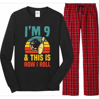 Im 9 And This Is How I Roll Bowling Birthday Party Supply Long Sleeve Pajama Set