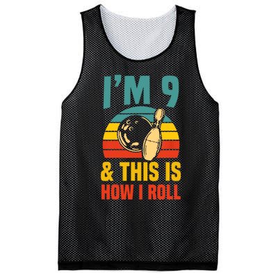 Im 9 And This Is How I Roll Bowling Birthday Party Supply Mesh Reversible Basketball Jersey Tank