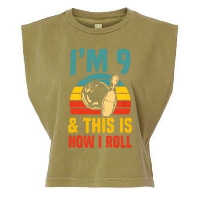 Im 9 And This Is How I Roll Bowling Birthday Party Supply Garment-Dyed Women's Muscle Tee