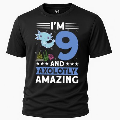 I'm 9 And Axolotly Amazing 9th Birthday Axolotl  Cooling Performance Crew T-Shirt