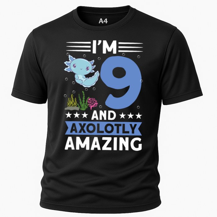 I'm 9 And Axolotly Amazing 9th Birthday Axolotl  Cooling Performance Crew T-Shirt