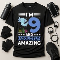I'm 9 And Axolotly Amazing 9th Birthday Axolotl  Cooling Performance Crew T-Shirt