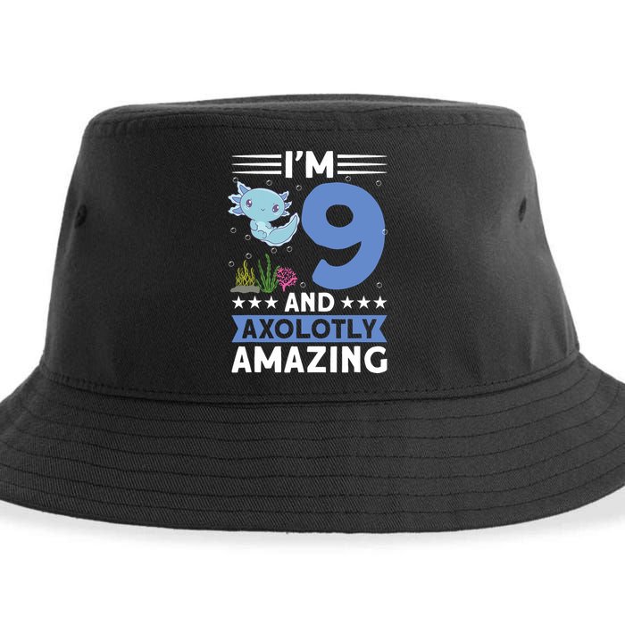 I'm 9 And Axolotly Amazing 9th Birthday Axolotl  Sustainable Bucket Hat