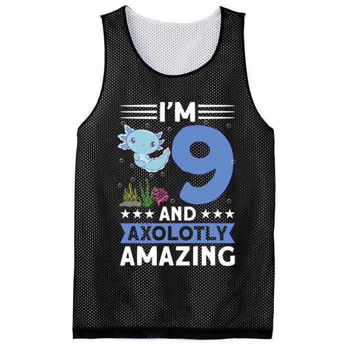 I'm 9 And Axolotly Amazing 9th Birthday Axolotl  Mesh Reversible Basketball Jersey Tank