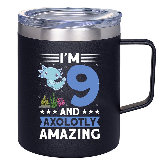 I'm 9 And Axolotly Amazing 9th Birthday Axolotl  12oz Stainless Steel Coffee Mug