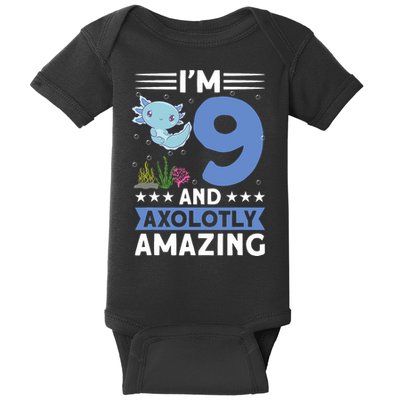 I'm 9 And Axolotly Amazing 9th Birthday Axolotl  Baby Bodysuit