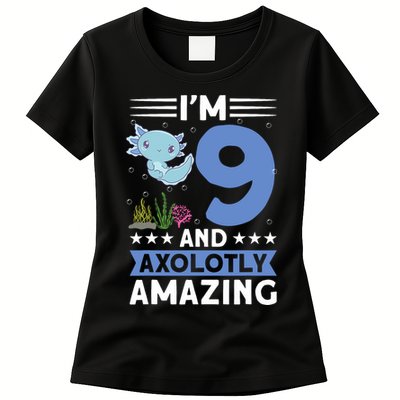 I'm 9 And Axolotly Amazing 9th Birthday Axolotl  Womens T-Shirt