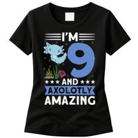 I'm 9 And Axolotly Amazing 9th Birthday Axolotl  Womens T-Shirt