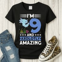 I'm 9 And Axolotly Amazing 9th Birthday Axolotl  Womens T-Shirt