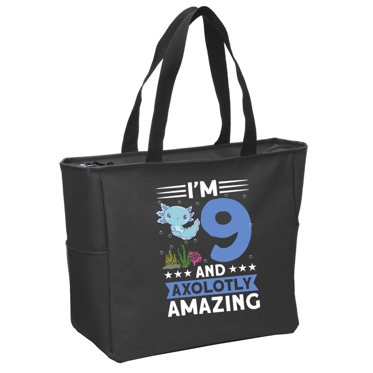 I'm 9 And Axolotly Amazing 9th Birthday Axolotl  Zip Tote Bag