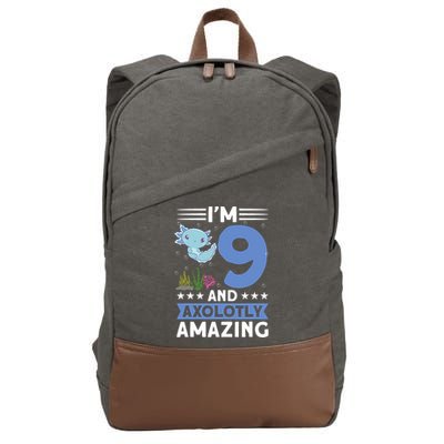 I'm 9 And Axolotly Amazing 9th Birthday Axolotl  Cotton Canvas Backpack