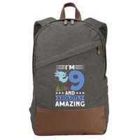 I'm 9 And Axolotly Amazing 9th Birthday Axolotl  Cotton Canvas Backpack