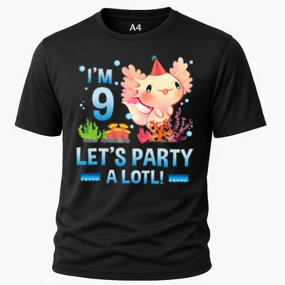 I'm 9 Let's Party A Lotl Cute Axolotl Lover For Cooling Performance Crew T-Shirt