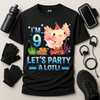 I'm 9 Let's Party A Lotl Cute Axolotl Lover For Cooling Performance Crew T-Shirt