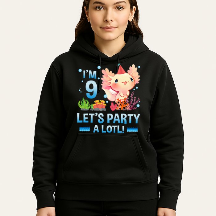 I'm 9 Let's Party A Lotl Cute Axolotl Lover For Hoodie