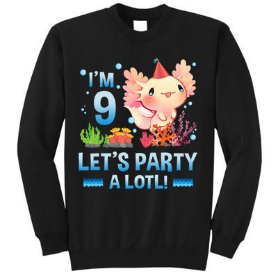 I'm 9 Let's Party A Lotl Cute Axolotl Lover For Sweatshirt