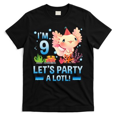 I'm 9 Let's Party A Lotl Cute Axolotl Lover For T-Shirt