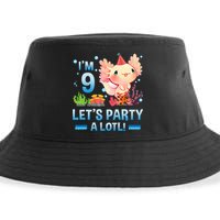 I'm 9 Let's Party A Lotl Cute Axolotl Lover For Sustainable Bucket Hat
