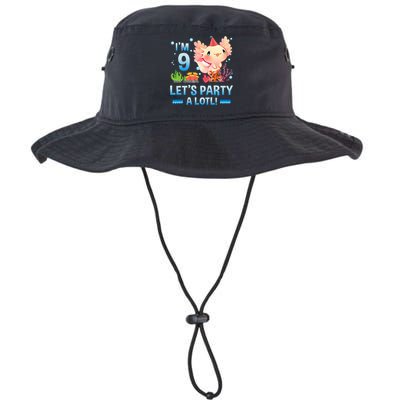 I'm 9 Let's Party A Lotl Cute Axolotl Lover For Bucket Hat