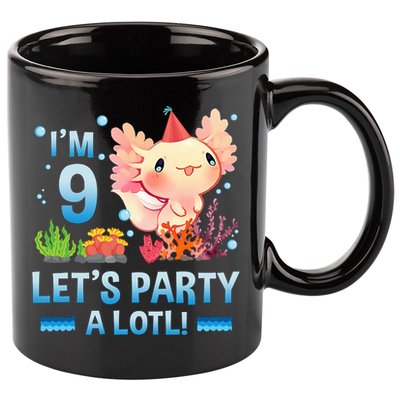 I'm 9 Let's Party A Lotl Cute Axolotl Lover For 11oz C Handle Ceramic Mug
