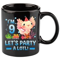 I'm 9 Let's Party A Lotl Cute Axolotl Lover For 11oz C Handle Ceramic Mug