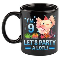 I'm 9 Let's Party A Lotl Cute Axolotl Lover For 11oz C Handle Ceramic Mug