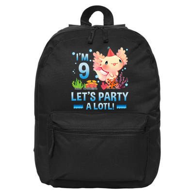 I'm 9 Let's Party A Lotl Cute Axolotl Lover For 16 in Basic Backpack