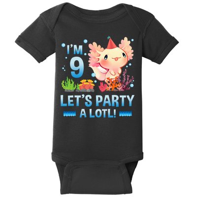 I'm 9 Let's Party A Lotl Cute Axolotl Lover For Baby Bodysuit