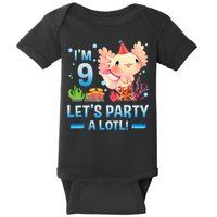 I'm 9 Let's Party A Lotl Cute Axolotl Lover For Baby Bodysuit