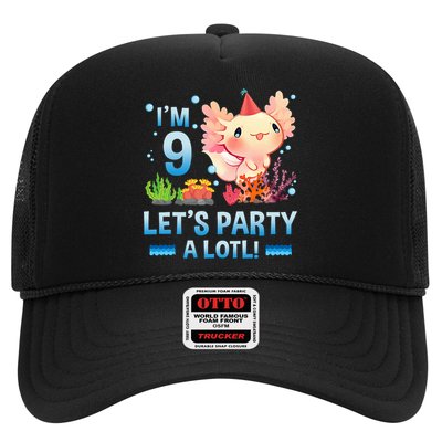 I'm 9 Let's Party A Lotl Cute Axolotl Lover For Hat