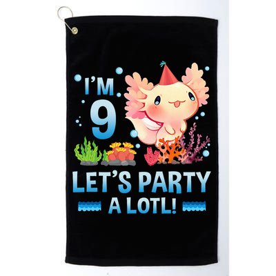 I'm 9 Let's Party A Lotl Cute Axolotl Lover For Golf Towel