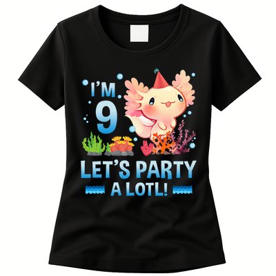 I'm 9 Let's Party A Lotl Cute Axolotl Lover For Womens T-Shirt