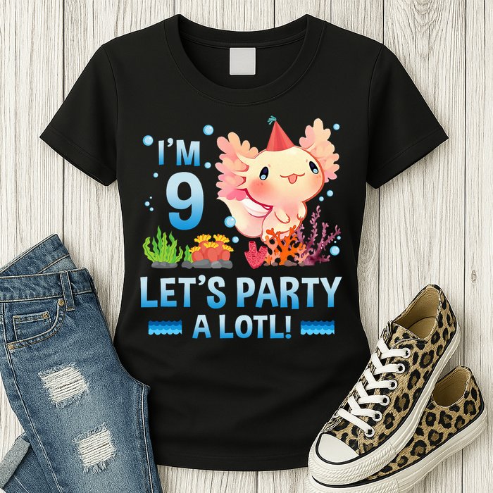 I'm 9 Let's Party A Lotl Cute Axolotl Lover For Womens T-Shirt