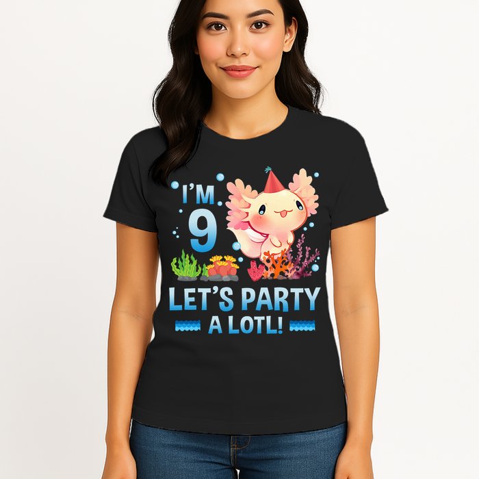 I'm 9 Let's Party A Lotl Cute Axolotl Lover For Womens T-Shirt