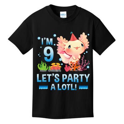 I'm 9 Let's Party A Lotl Cute Axolotl Lover For Kids T-Shirt