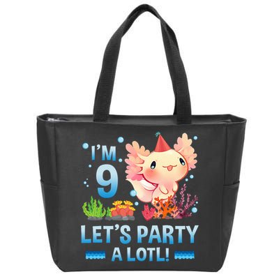 I'm 9 Let's Party A Lotl Cute Axolotl Lover For Zip Tote Bag