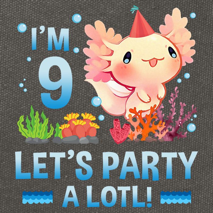 I'm 9 Let's Party A Lotl Cute Axolotl Lover For Cotton Canvas Backpack