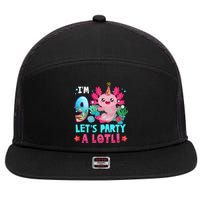I'm 9 Years Old Let's Party A Lotl Axolotl 9th Birthday   7 Panel Mesh Trucker Snapback Hat