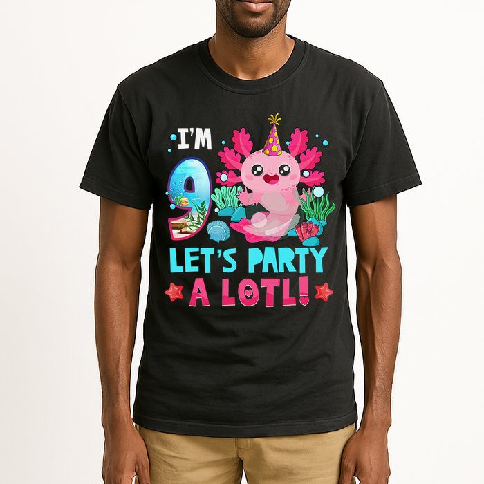 I'm 9 Years Old Let's Party A Lotl Axolotl 9th Birthday   Tall T-Shirt